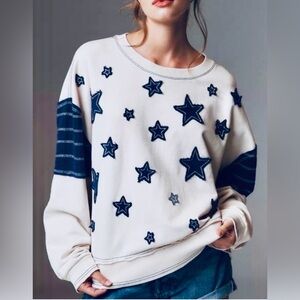 Anthropologie -  Pilcro - Star Patch - Oversized - Sweatshirt - Large